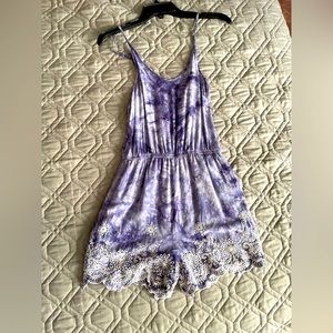 Blue tie dye romper with lace detail